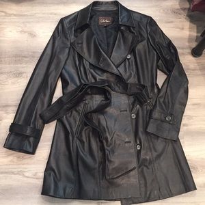 COLE HAAN long leather coat jacket